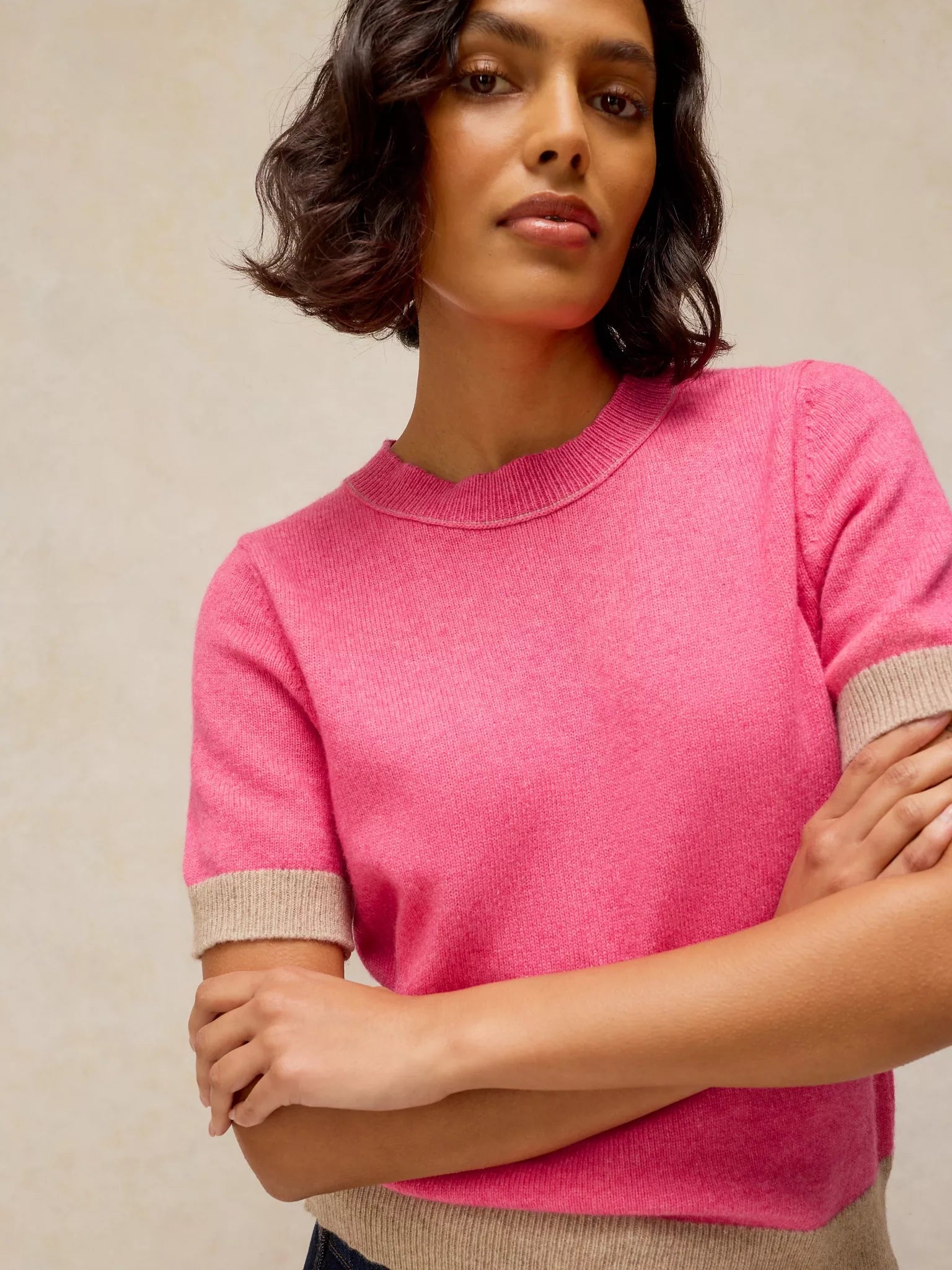 White Stuff Sansa Knitted Tee - Pink Multi