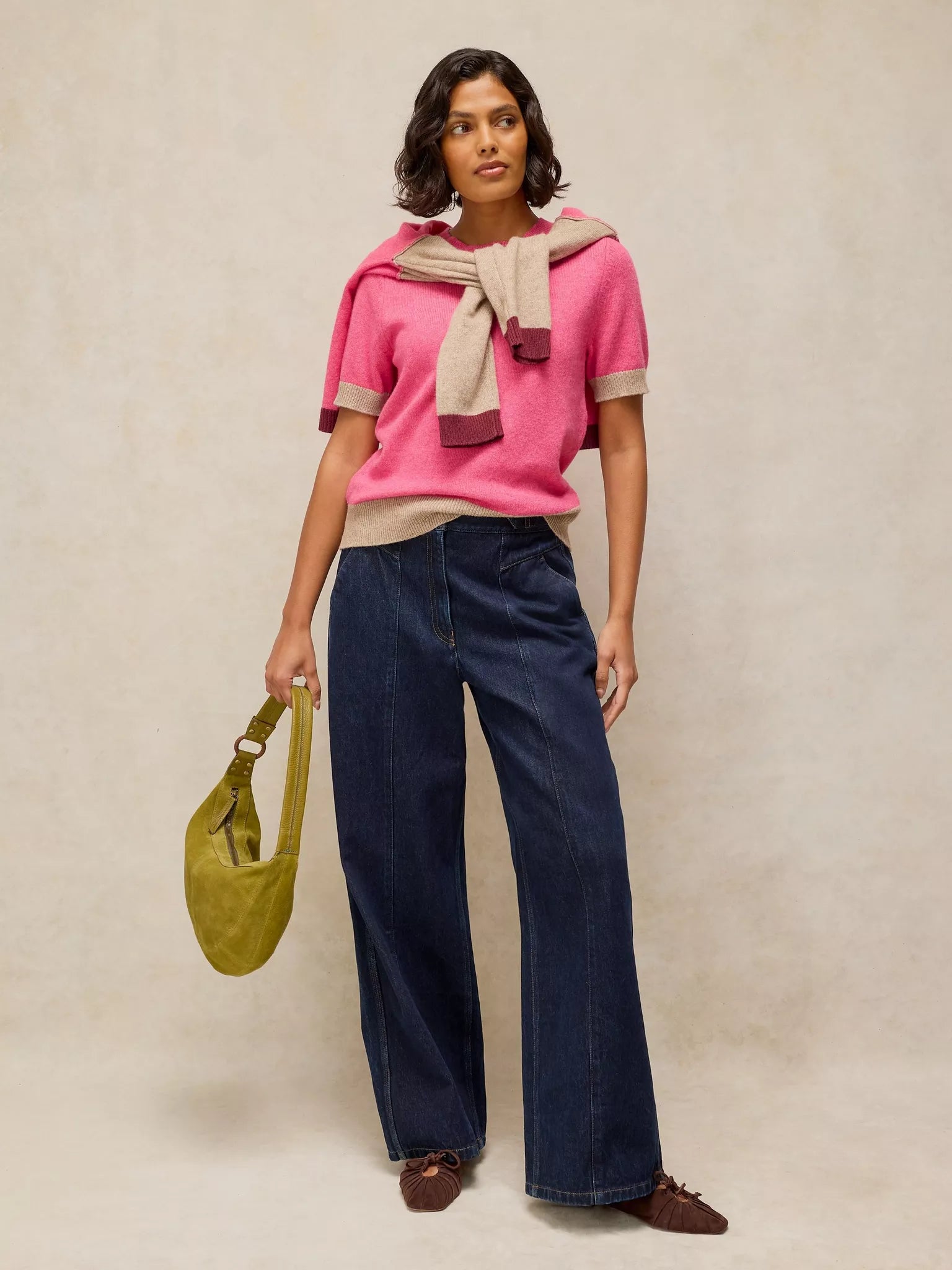 White Stuff Sansa Knitted Tee - Pink Multi