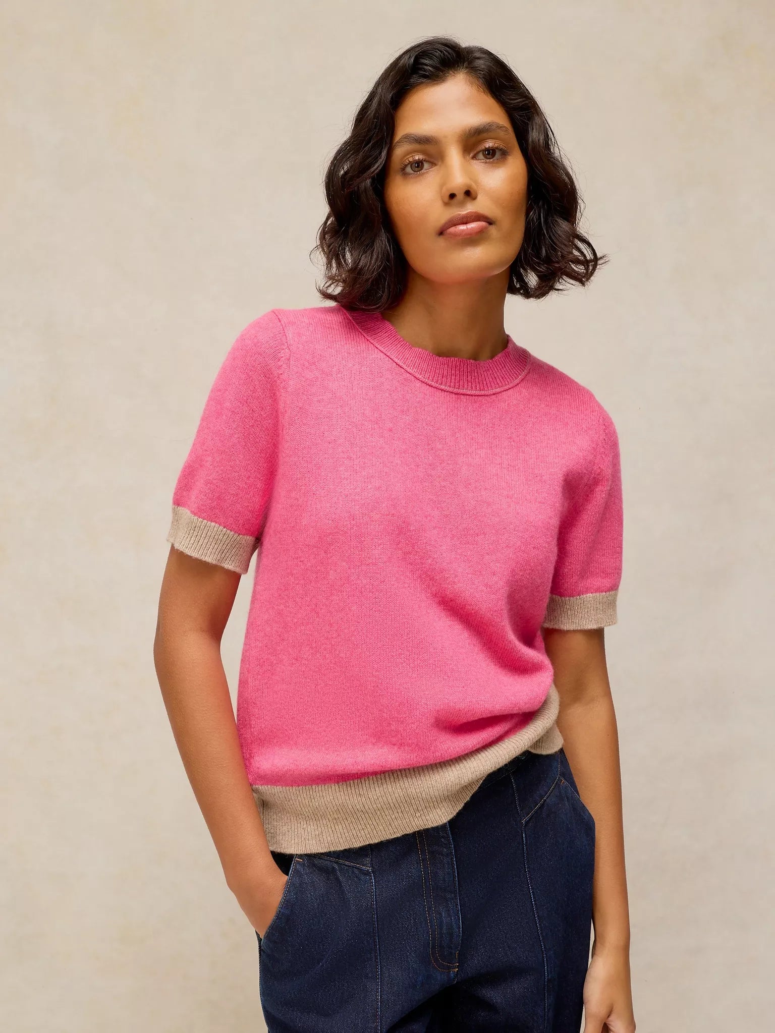 White Stuff Sansa Knitted Tee - Pink Multi