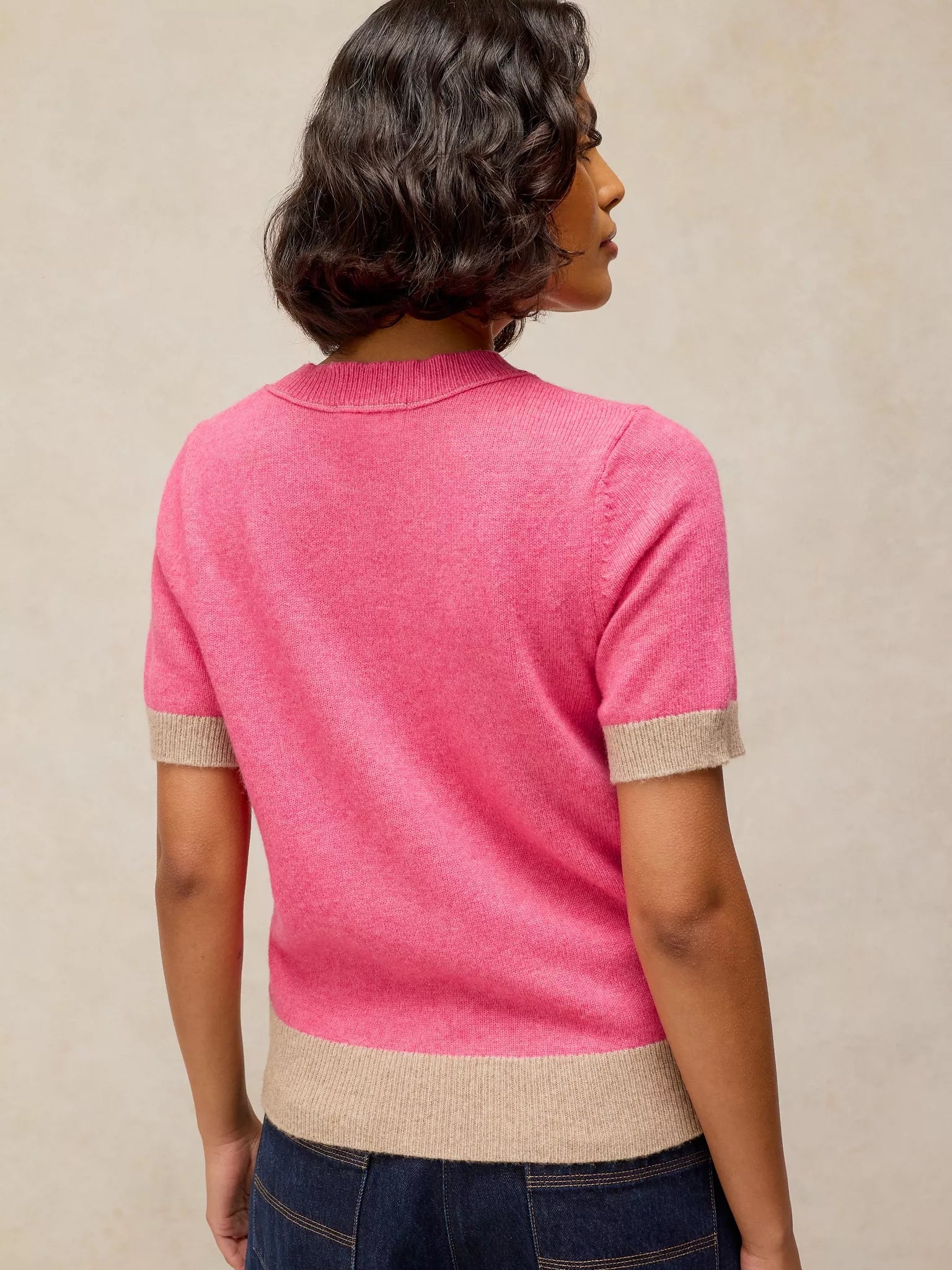 White Stuff Sansa Knitted Tee - Pink Multi