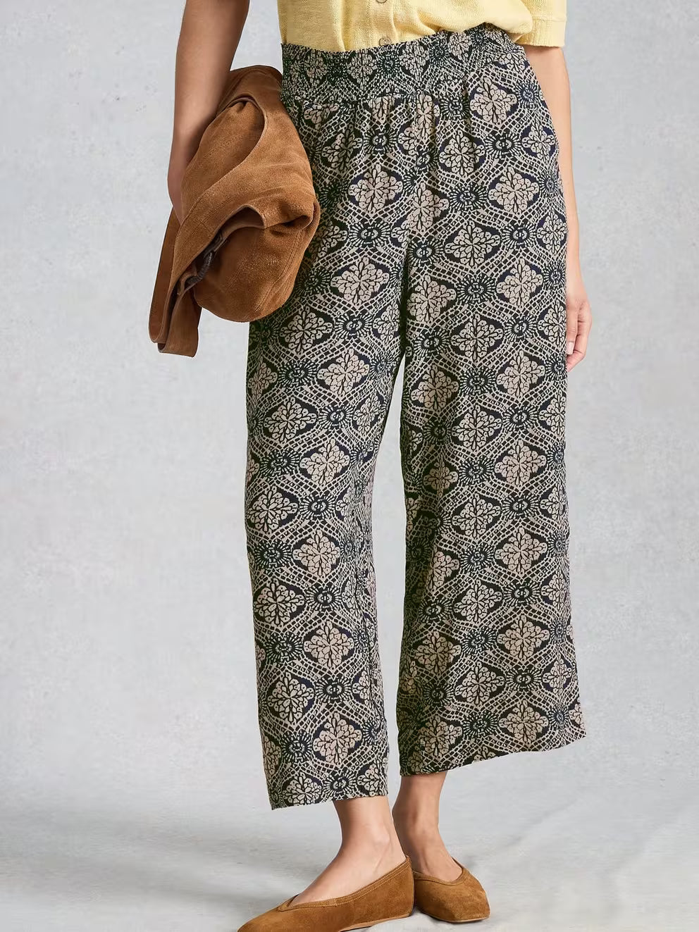 White Stuff Shelly Crinkle Culotte - Navy Print