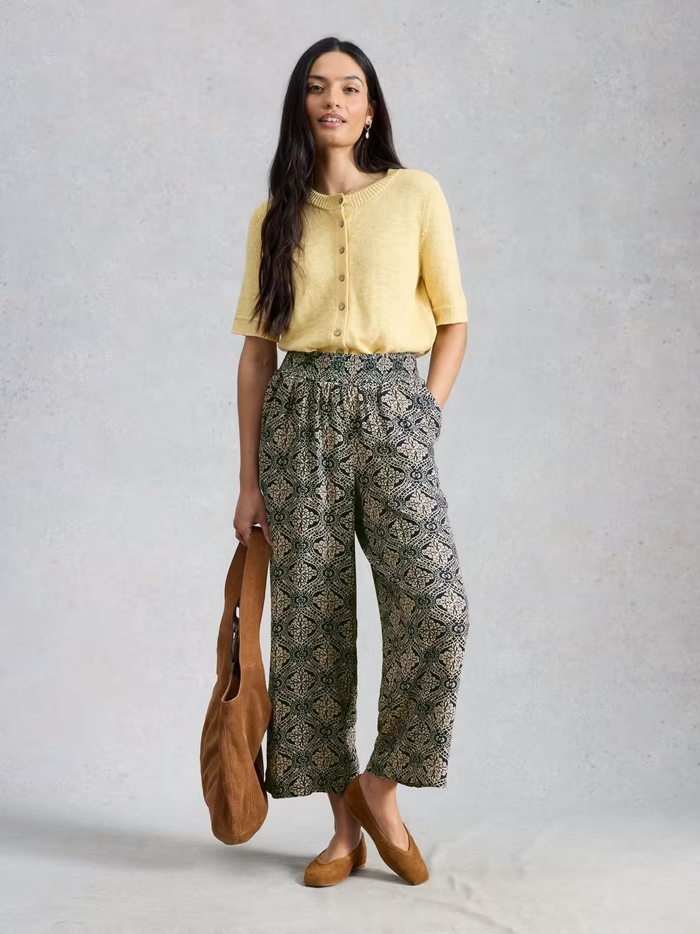 White Stuff Shelly Crinkle Culotte - Navy Print