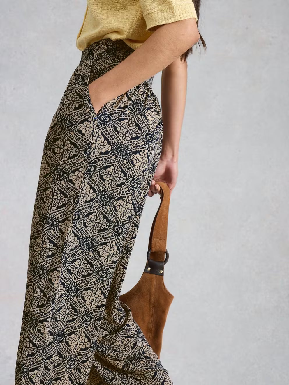 White Stuff Shelly Crinkle Culotte - Navy Print
