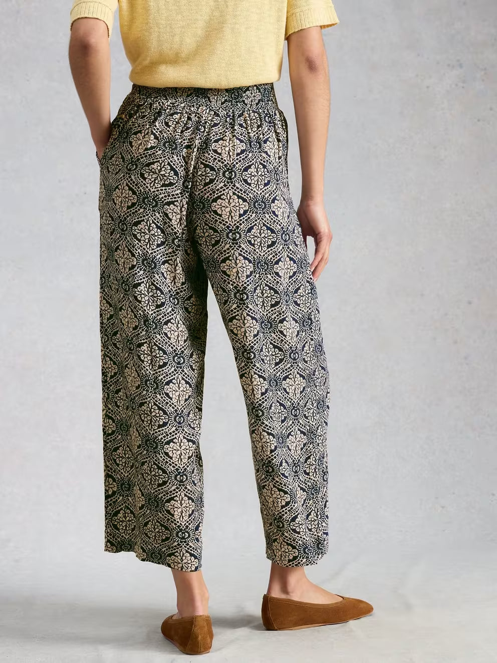 White Stuff Shelly Crinkle Culotte - Navy Print