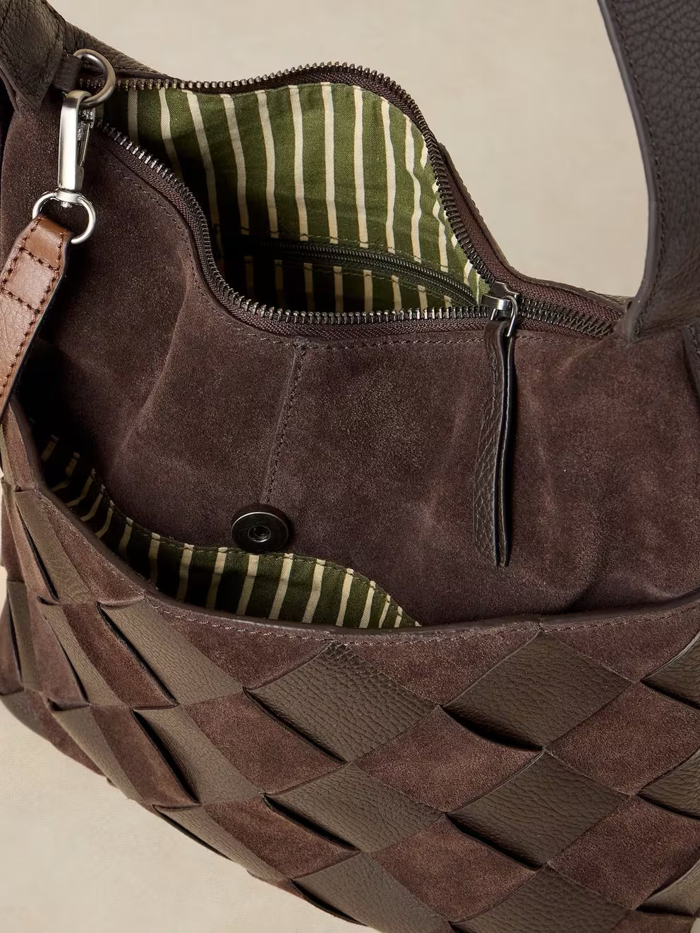 White Stuff Sophia Weave Crossbody - Dark Brown