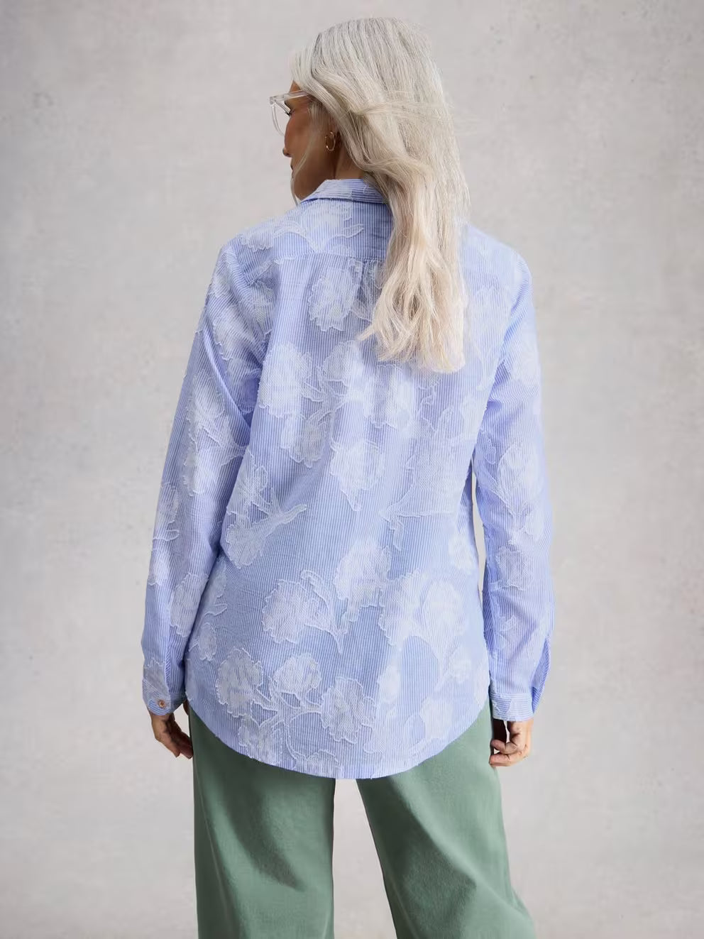 White Stuff Sophie Jacquard Shirt - Blue Multi
