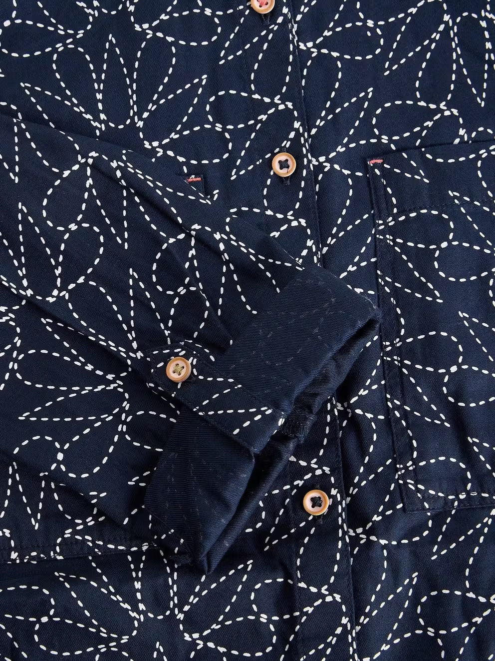 White Stuff Sophie Longline Shirt - Navy Print