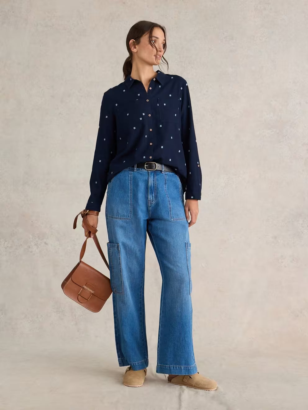 White Stuff Sophie Organic Cotton Shirt - Dark Navy