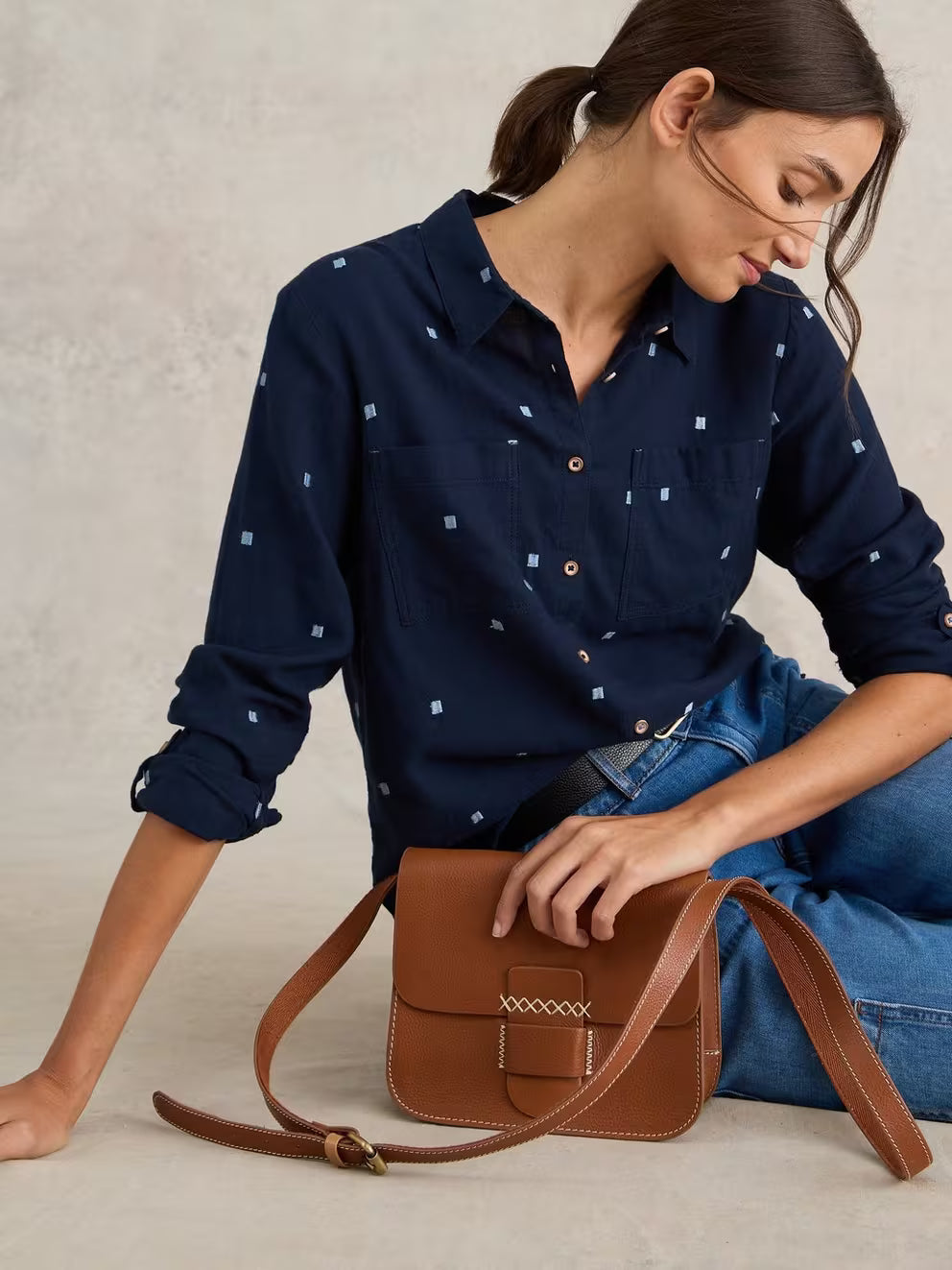 White Stuff Sophie Organic Cotton Shirt - Dark Navy