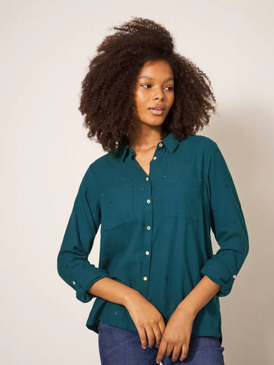 White Stuff Sophie Organic Cotton Shirt - Dark Teal Clothing - Tops - Shirts - Blouses - Blouses Opening Price by White Stuff | Grace the Boutique