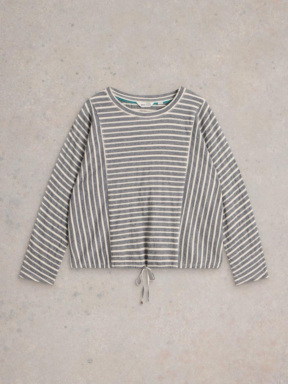 White Stuff Striped Tie Hem Top - Grey Clothing - Tops - Shirts - SS Knits by White Stuff | Grace the Boutique