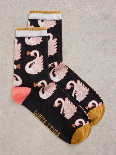 White Stuff Swan Queen Ankle Sock - Black Multi Accessories - Other Accessories - Socks by White Stuff | Grace the Boutique