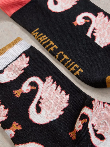 White Stuff Swan Queen Ankle Sock - Black Multi Accessories - Other Accessories - Socks by White Stuff | Grace the Boutique