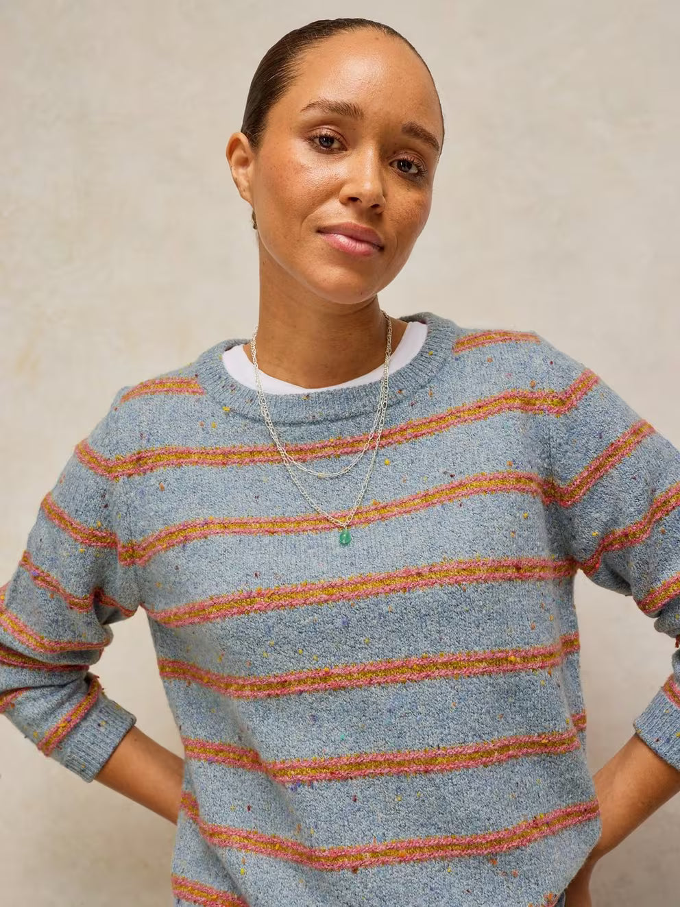 White Stuff Talia Stripe Jumper - Blue Multi