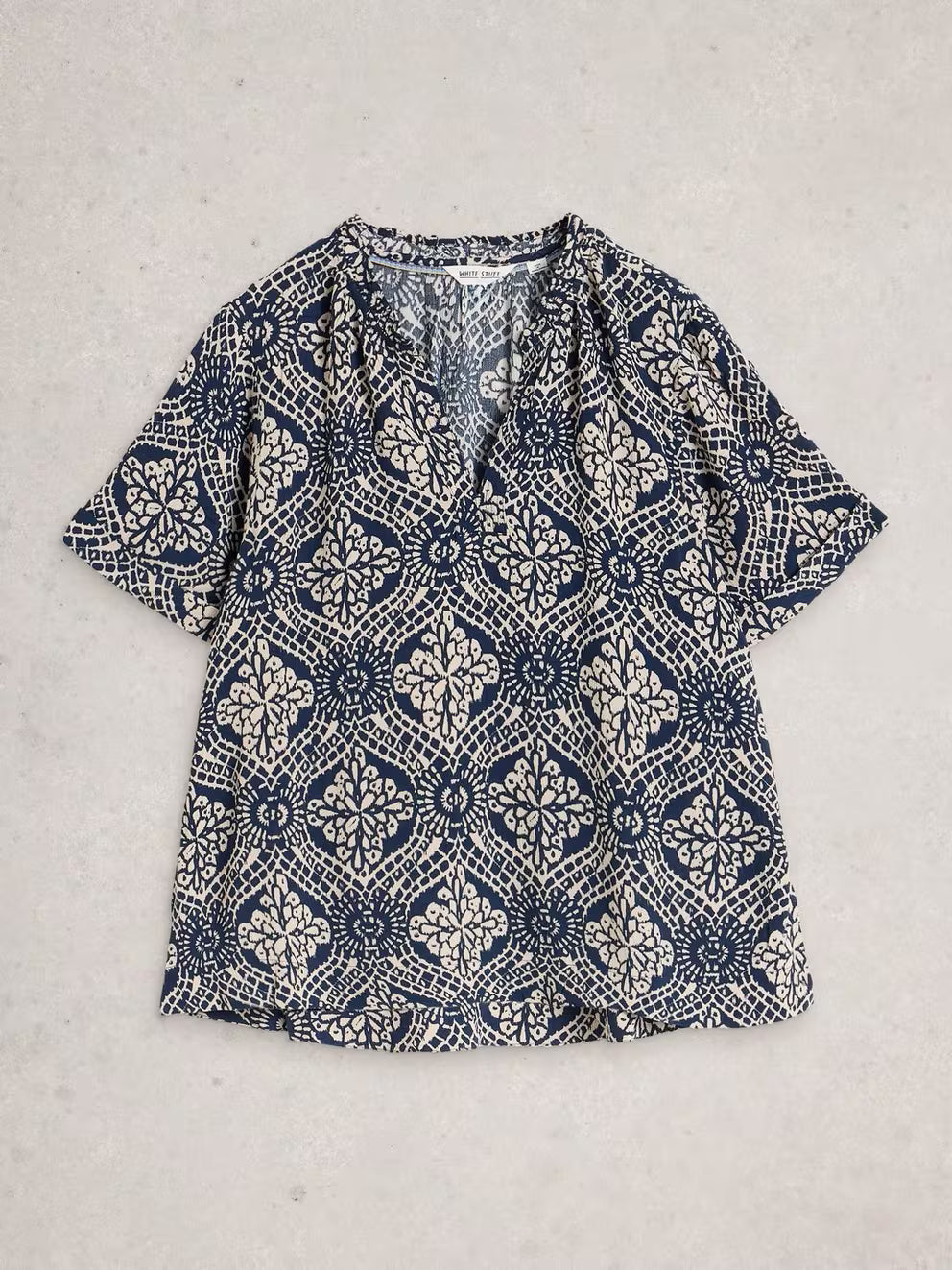 White Stuff Teakie Crinkle Top - Navy Print