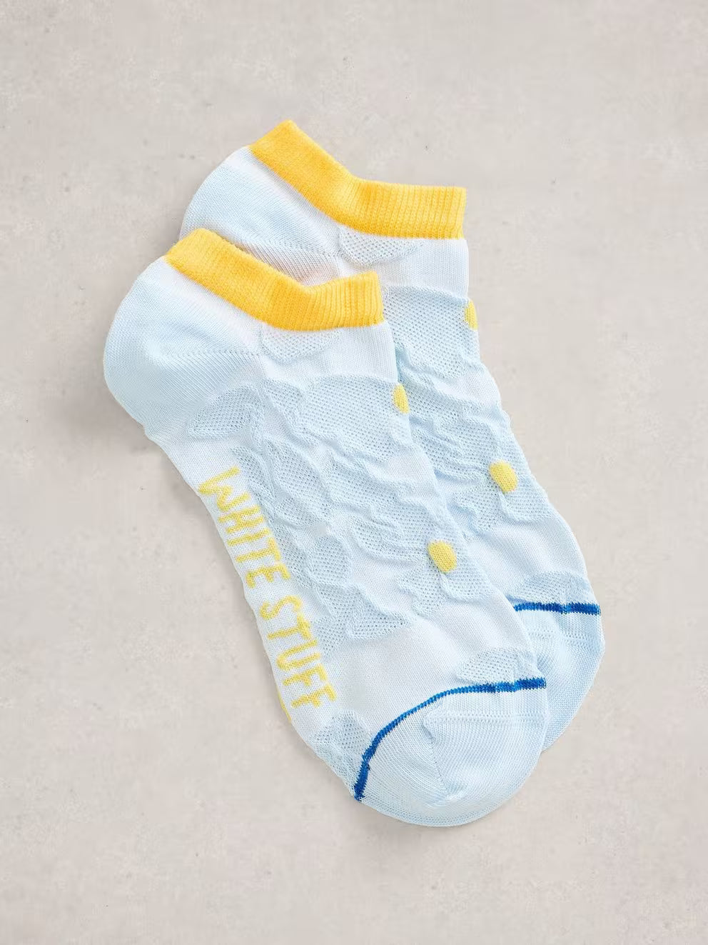 White Stuff Textured Flower Trainer Sock - Blue Multi