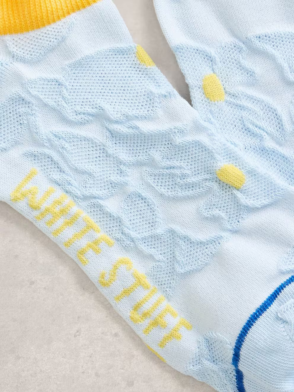 White Stuff Textured Flower Trainer Sock - Blue Multi