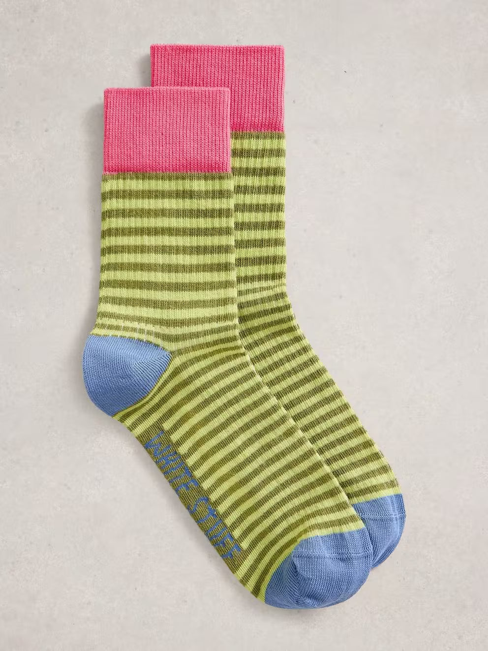 White Stuff Thin Stripe Ankle Sock - Mid Green