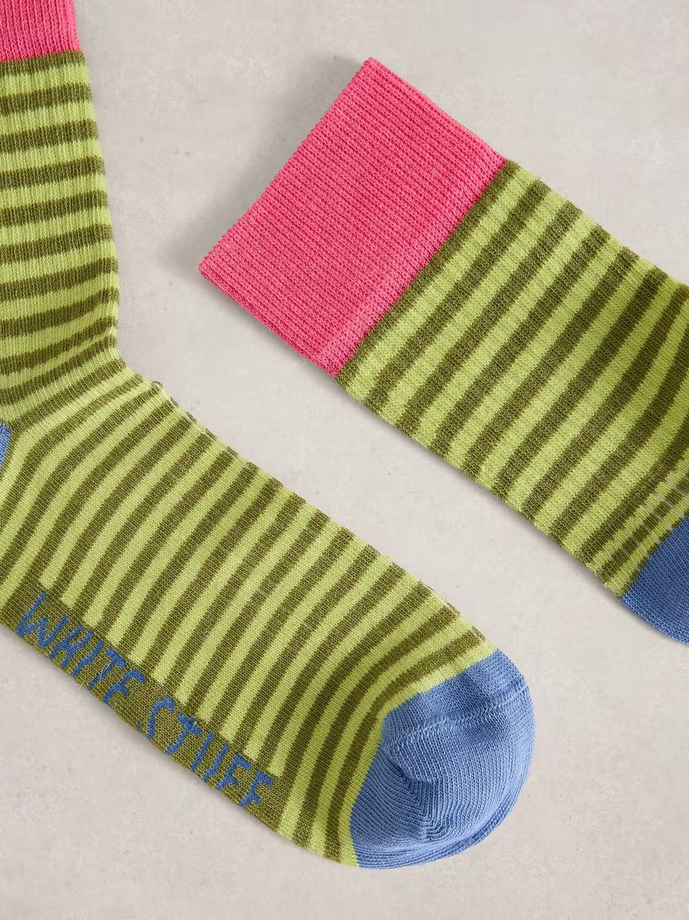 White Stuff Thin Stripe Ankle Sock - Mid Green
