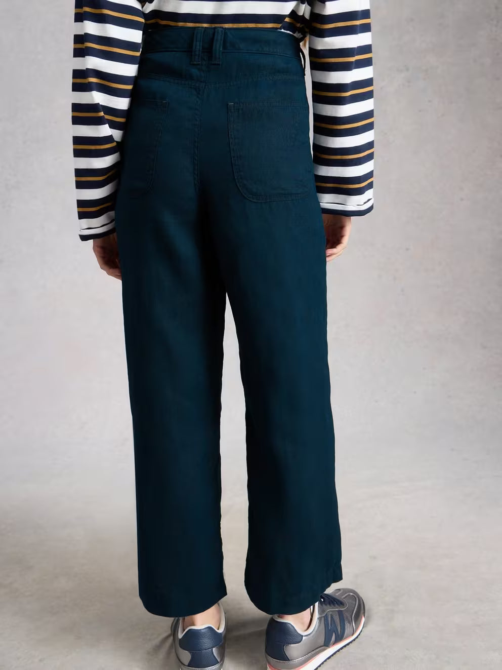 White Stuff Tia Linen Wide Leg Crop - Dark Navy