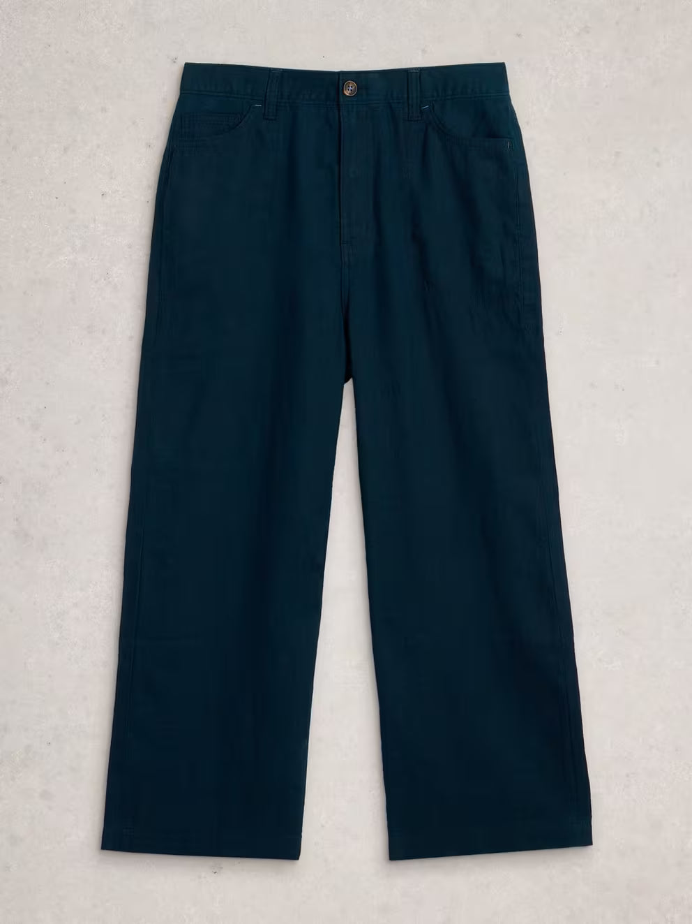 White Stuff Tia Linen Wide Leg Crop - Dark Navy