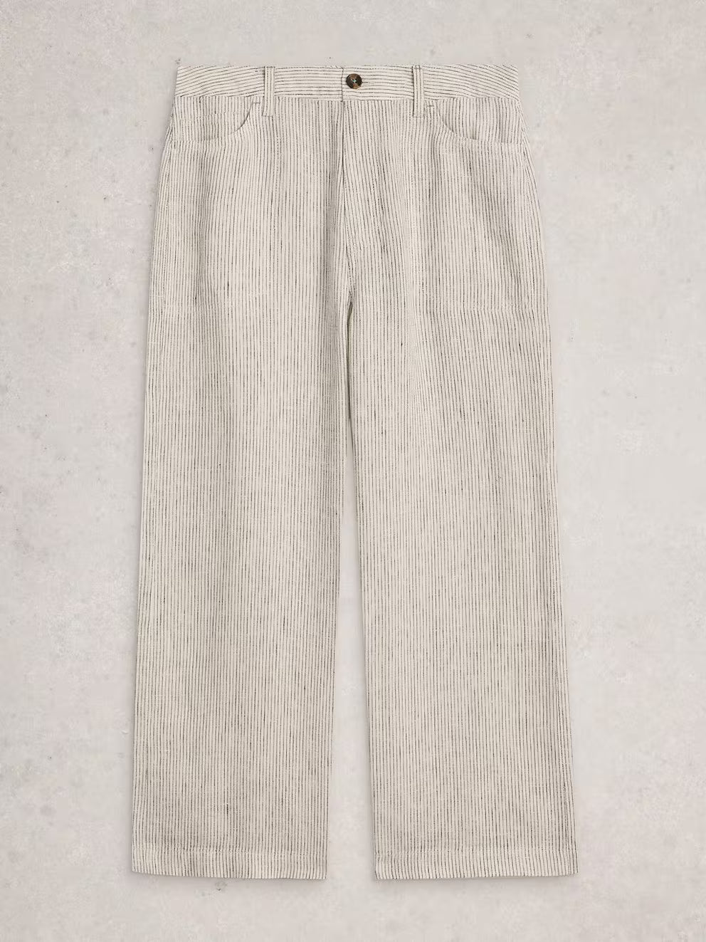 White Stuff Tia Linen Wide Leg Crop - Ivory Stripe