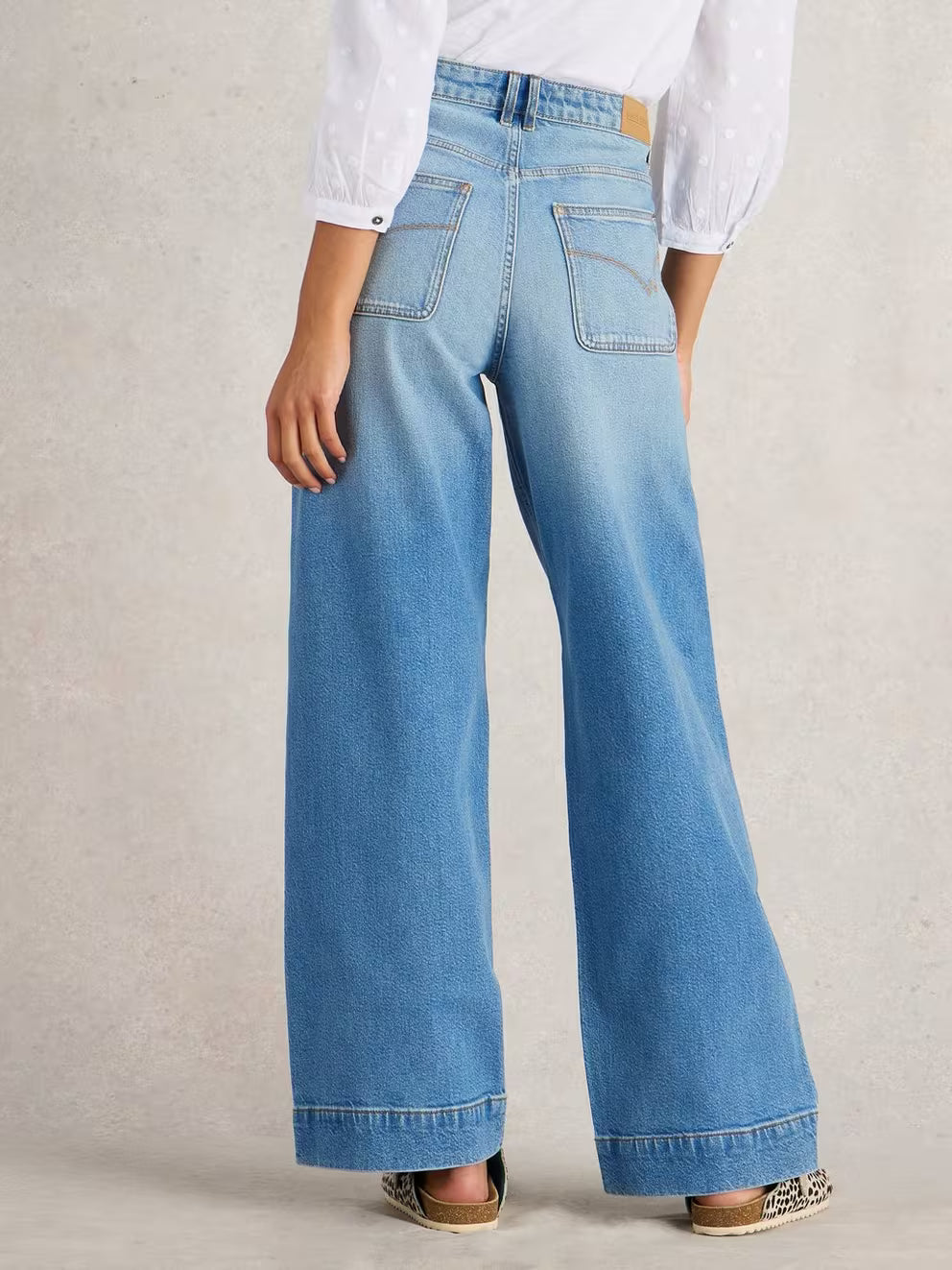 White Stuff Tia Wide Leg Jean - Mid Denim