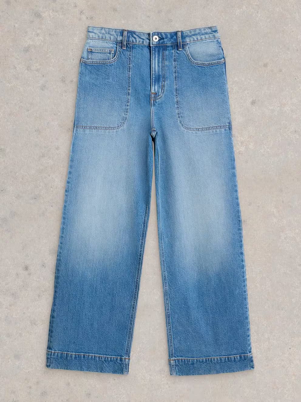 White Stuff Tia Wide Leg Jean - Mid Denim