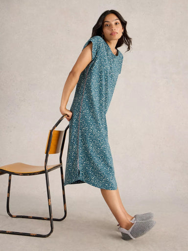 White Stuff Tilda Midi Jersey Nightie - Teal Print Sleepwear - Other Sleepwear - Nighties by White Stuff | Grace the Boutique