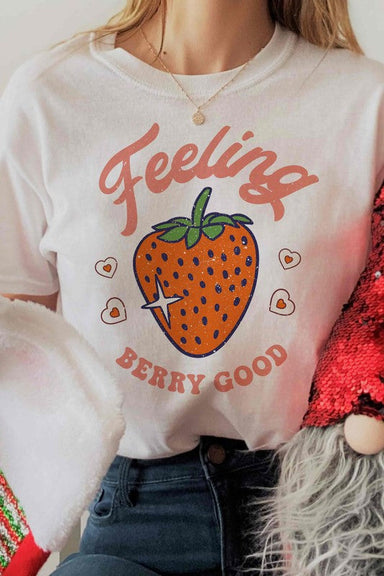 WKNDER Feelin’ Berry Good Graphic Tee - Ivory Clothing - Tops - Shirts - SS Knits by WKNDER | Grace the Boutique