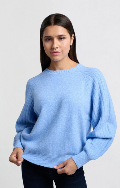 Yaya Andrea Sweater - Bel Air Blue Clothing - Tops - Sweaters - Pullovers by Yaya | Grace the Boutique