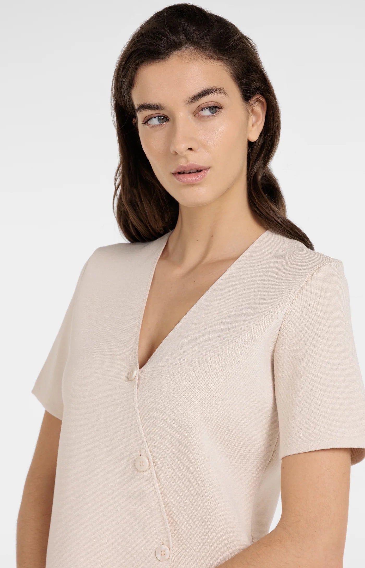 Yaya Asymmetrical SS Cardi - Creme
