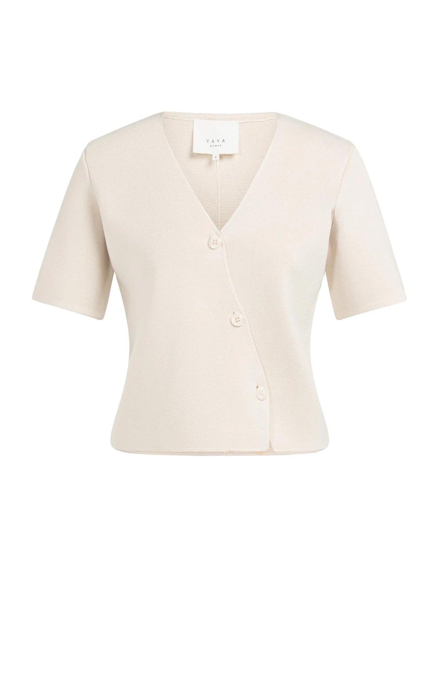 Yaya Asymmetrical SS Cardi - Creme