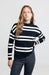 Yaya Block Stripe Sweater - Black Dessin Clothing - Tops - Sweaters - Pullovers by Yaya | Grace the Boutique