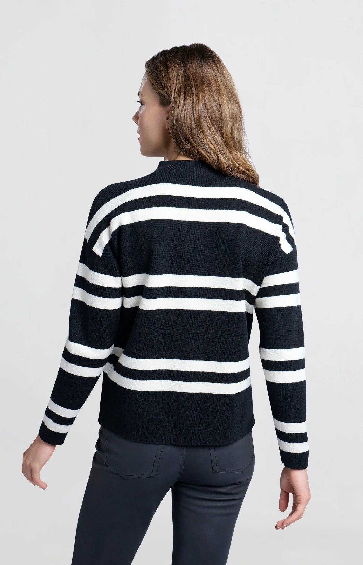 Yaya Block Stripe Sweater - Black Dessin Clothing - Tops - Sweaters - Pullovers by Yaya | Grace the Boutique