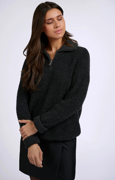 Yaya Boucle Rib Sweater - Anthracite Clothing - Tops - Sweaters - Pullovers by Yaya | Grace the Boutique