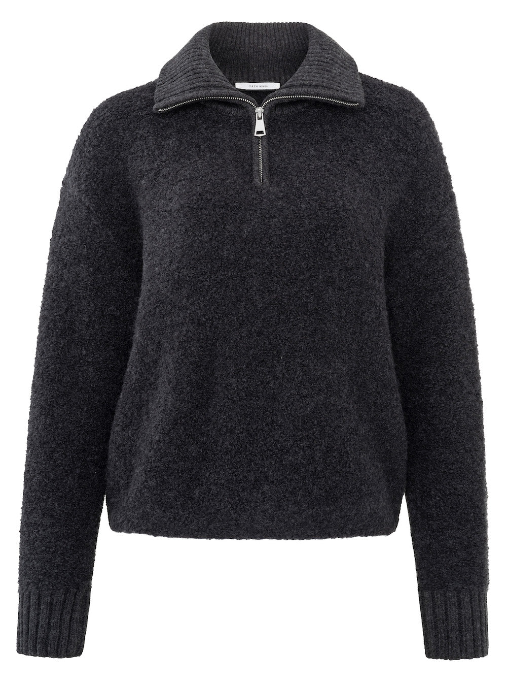 Yaya Boucle Rib Sweater - Anthracite Clothing - Tops - Sweaters - Pullovers by Yaya | Grace the Boutique