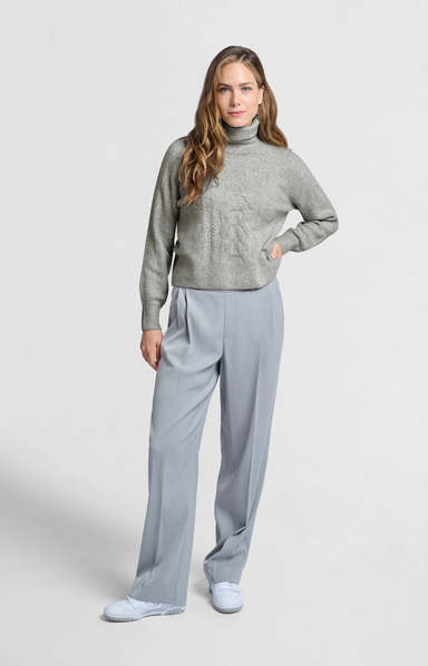 Yaya Cable Turtleneck - Grey Melange Clothing - Tops - Sweaters - Pullovers by Yaya | Grace the Boutique