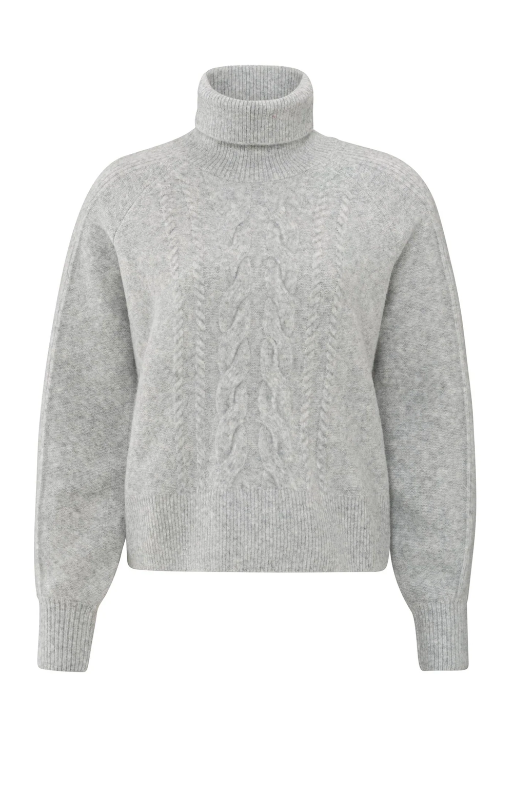 Yaya Cable Turtleneck - Grey Melange Clothing - Tops - Sweaters - Pullovers by Yaya | Grace the Boutique