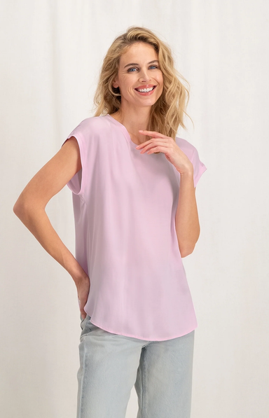 Yaya Cap Sleeve Blouse - Lady Pink Clothing - Tops - Shirts - SS Knits by Yaya | Grace the Boutique