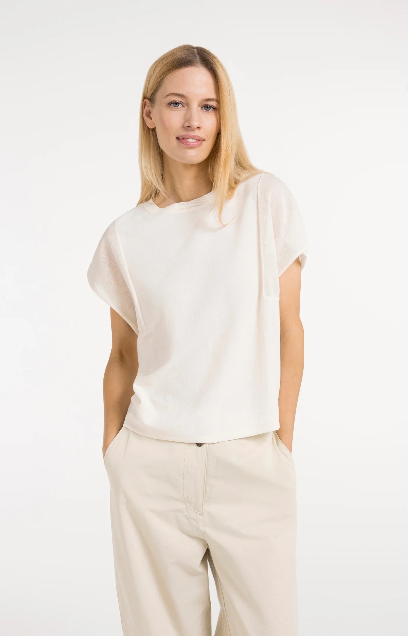 Yaya Cap Sleeve Knit - Creme