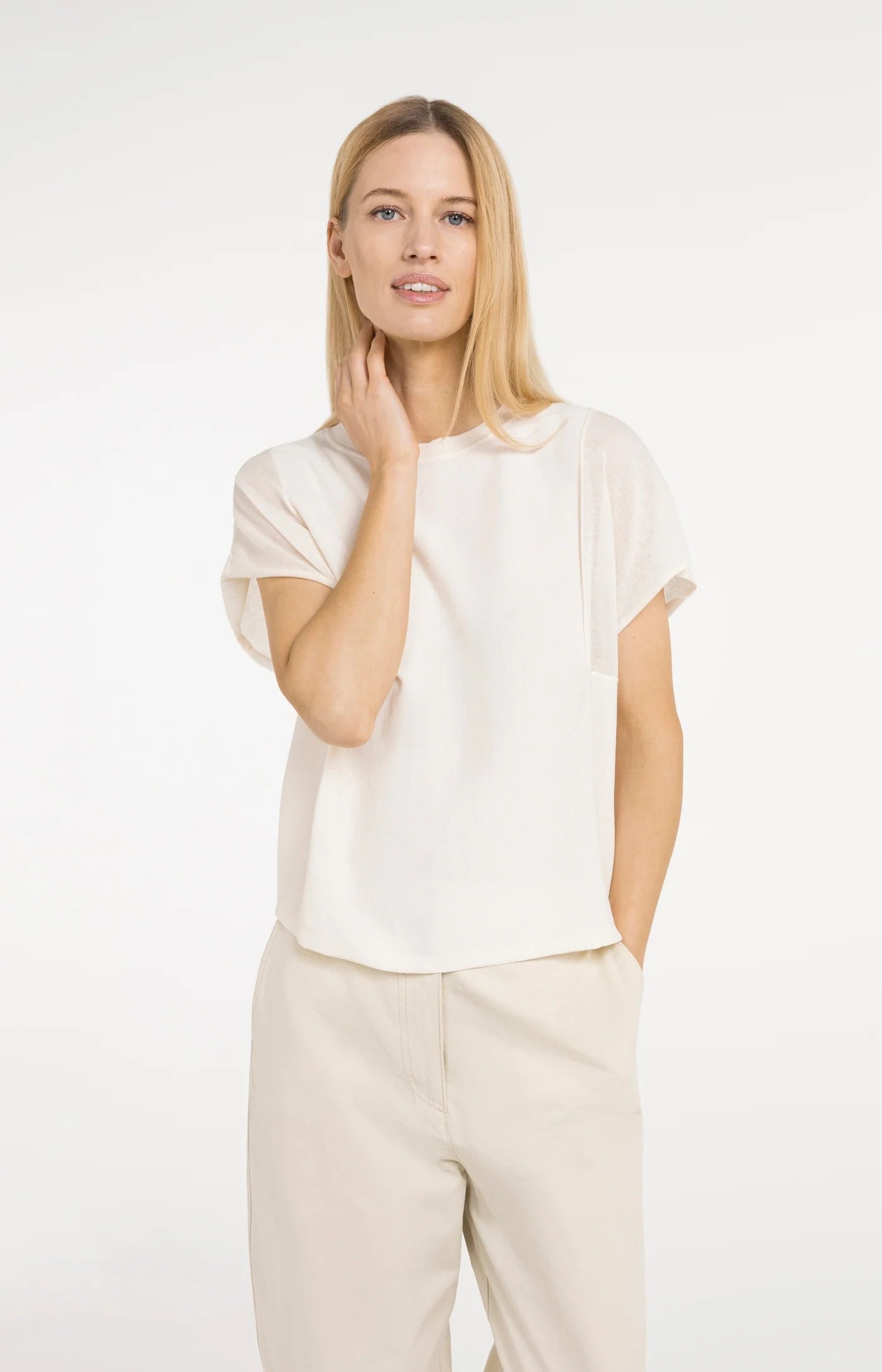 Yaya Cap Sleeve Knit - Creme