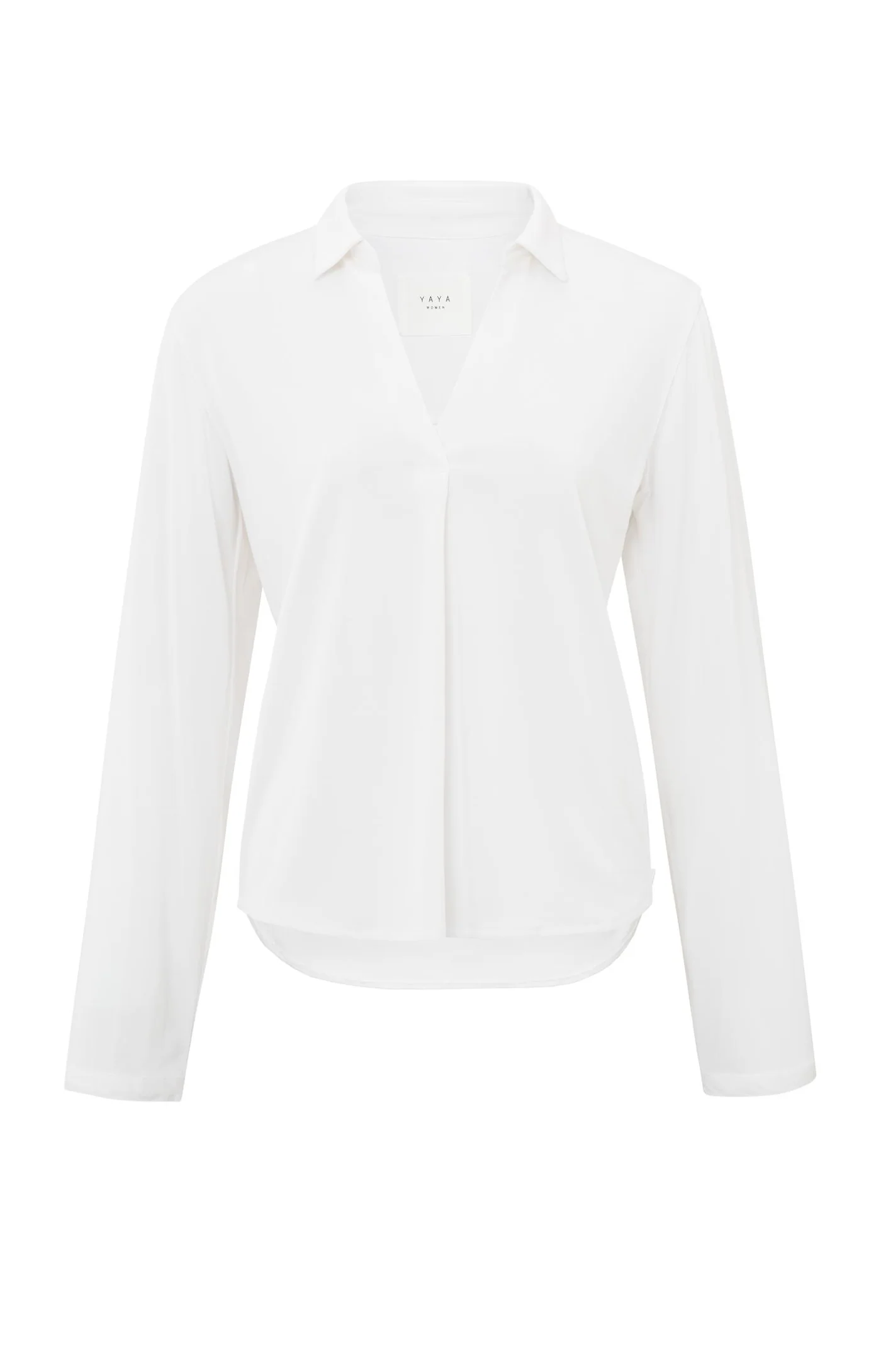 Yaya Collared V-Neck - Pure White Clothing - Tops - Shirts - Blouses - Blouses Mid Price by Yaya | Grace the Boutique