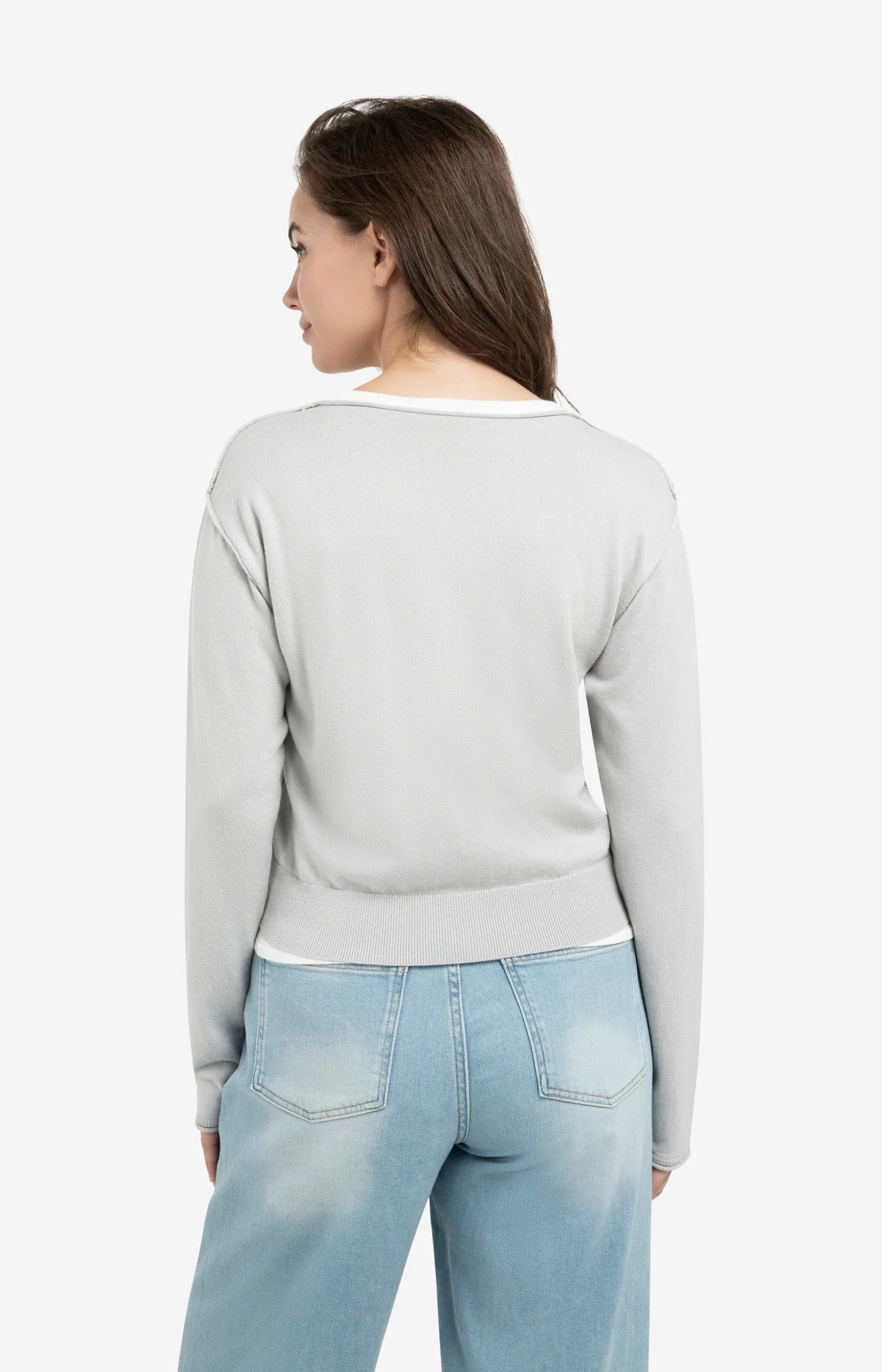 Yaya Double Layer Sweater - Vapor Blue Grey