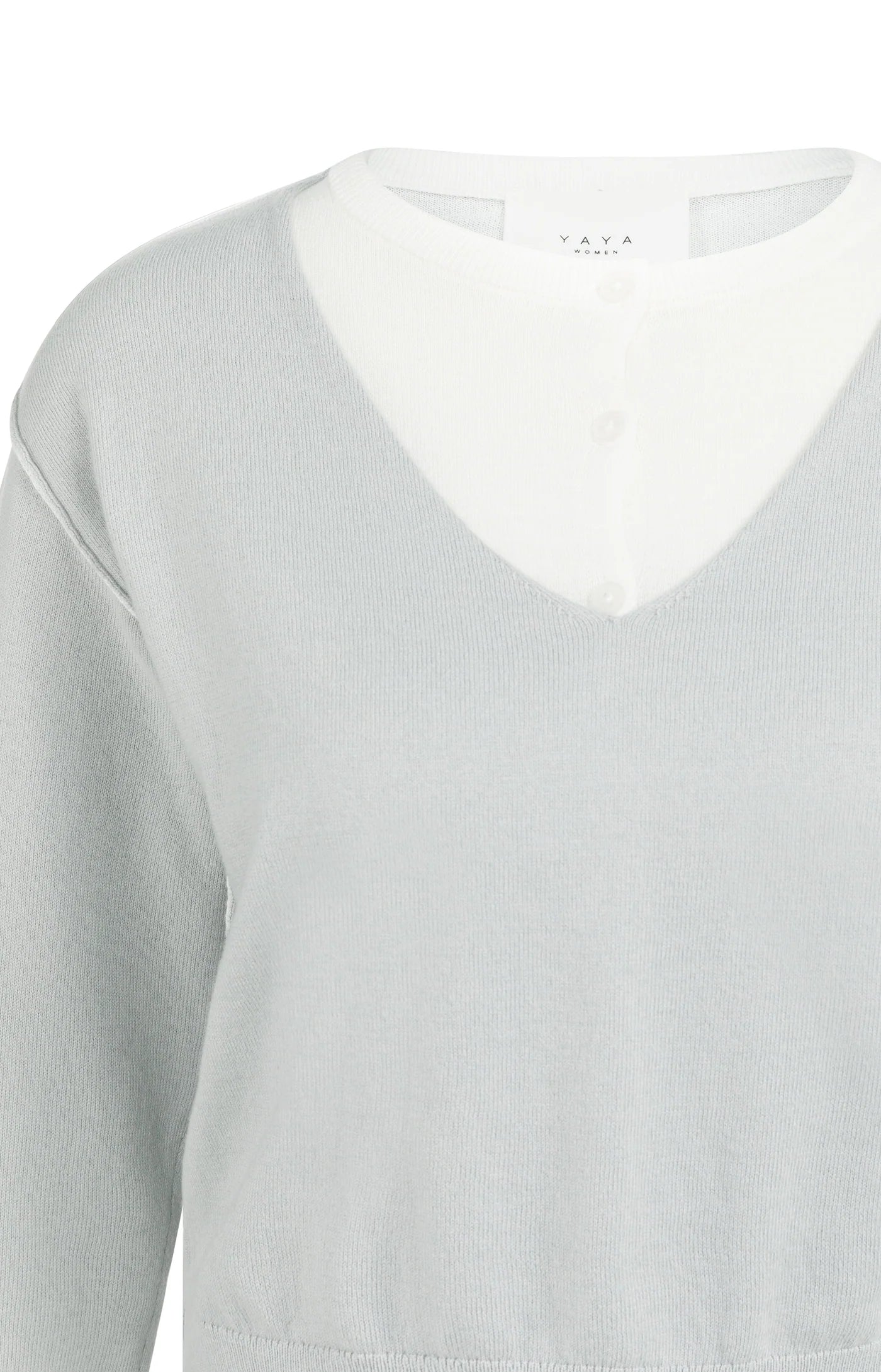 Yaya Double Layer Sweater - Vapor Blue Grey