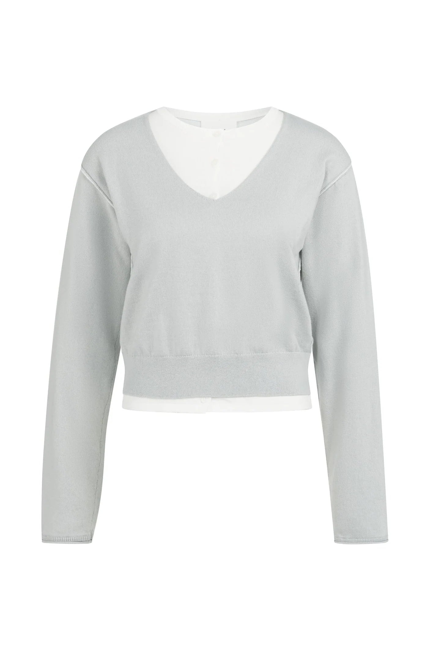 Yaya Double Layer Sweater - Vapor Blue Grey