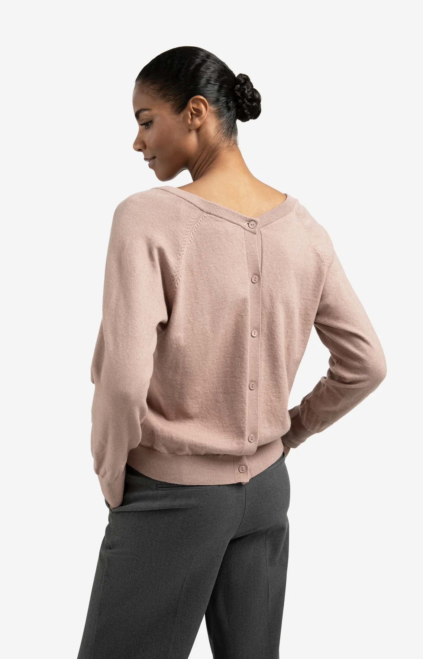 Yaya Double V-Neck with Buttons - Blush Pink
