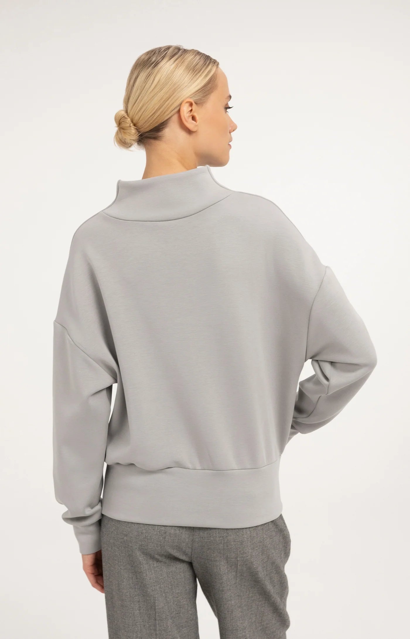 Yaya Drape Neck Sweatshirt - Illusions Grey