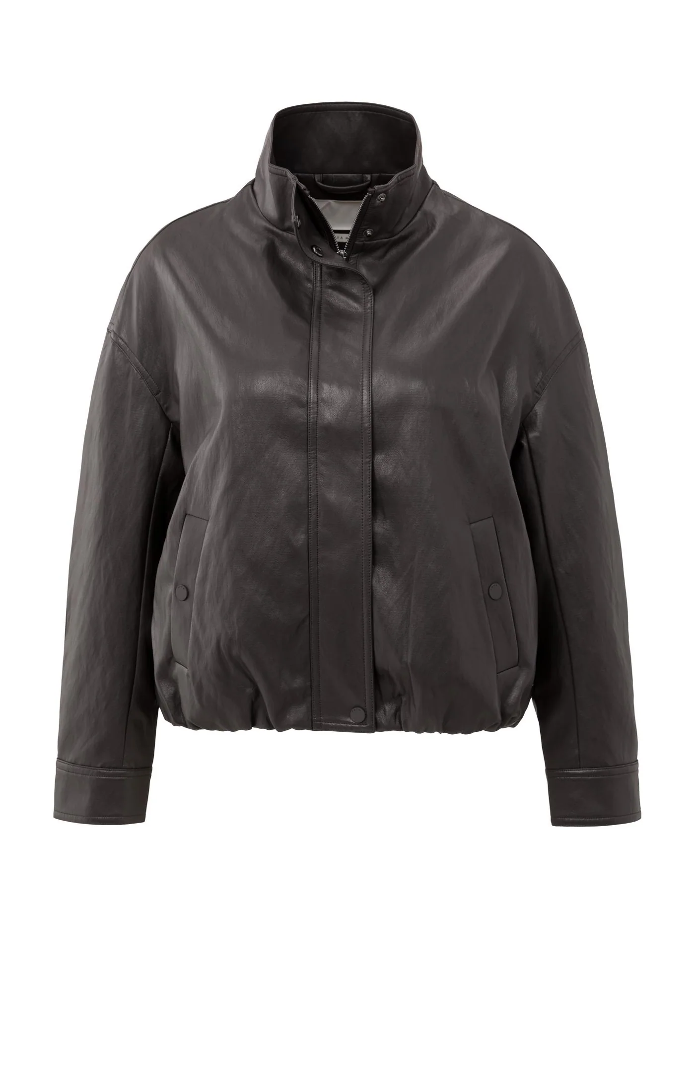 Yaya Faux Leather Jacket - Anthracite Brown