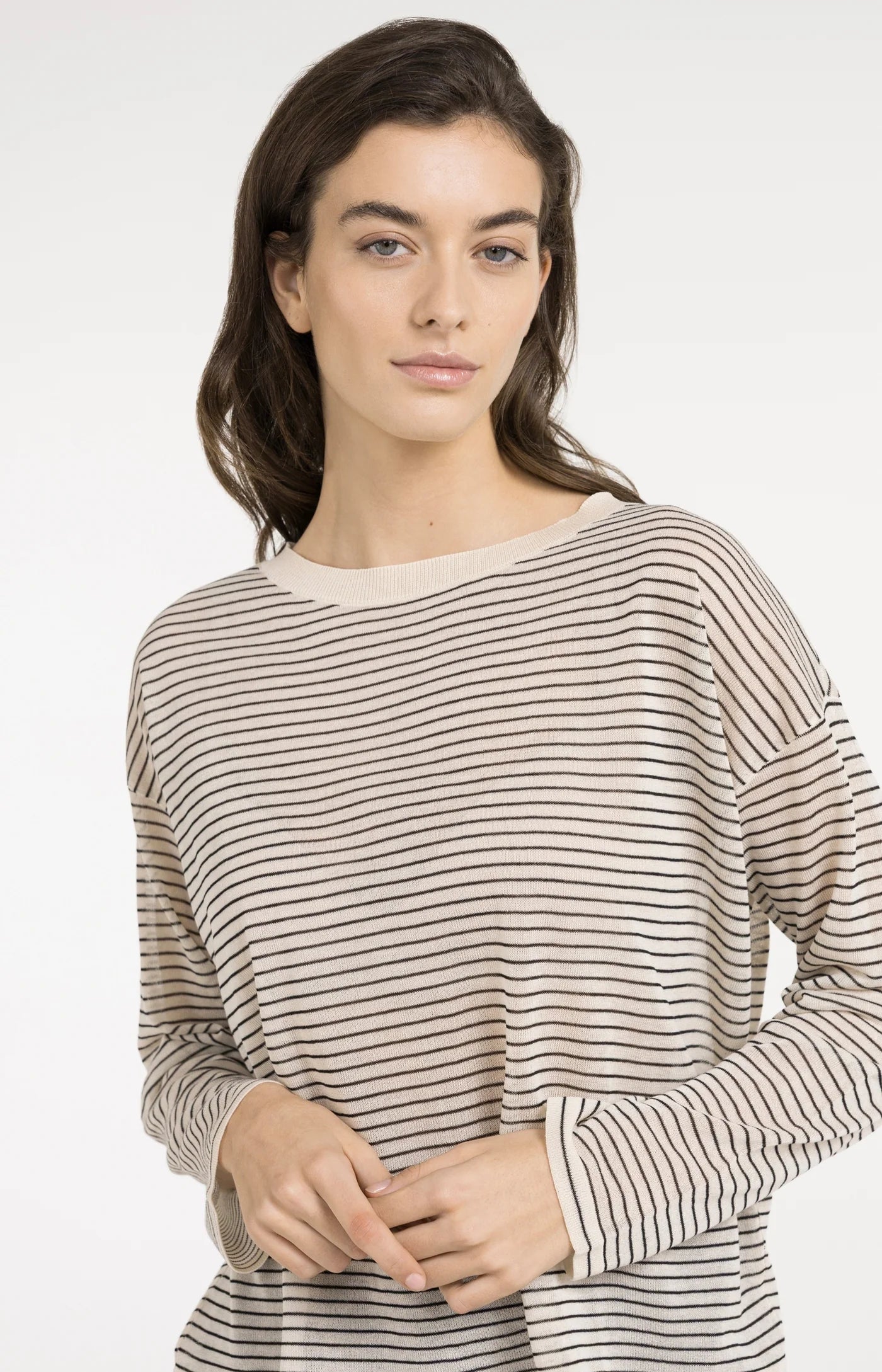 Yaya Fine Knit Sweater - Creme Stripe